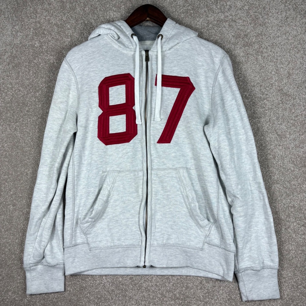 Aeropostale Mens Gray 87 Graphic Full Zip Hoodie Sweatshirt Medium